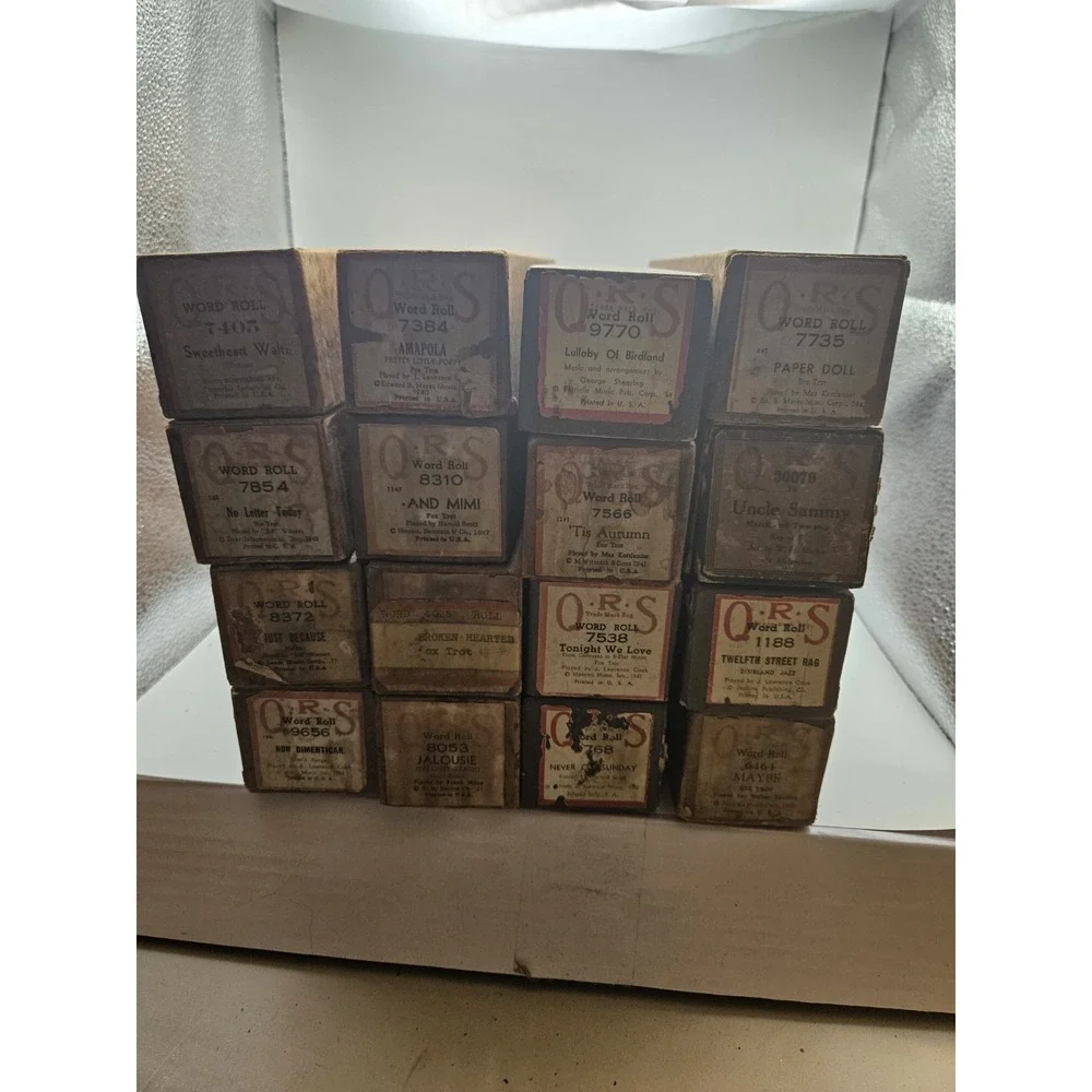Vintage Lot of 16 QRS Player Piano Rolls (AA)